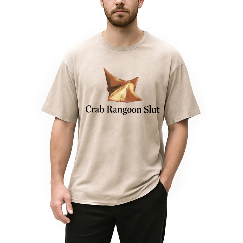 Modecanvas Crab Rangoon Slut DTG Printing Washed T-Shirt-modecanvas