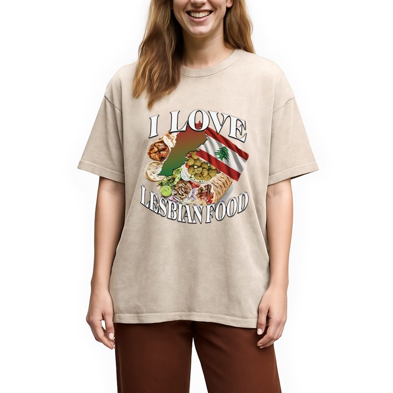 Modecanvas I Love Lesbian Food Washed T-Shirt