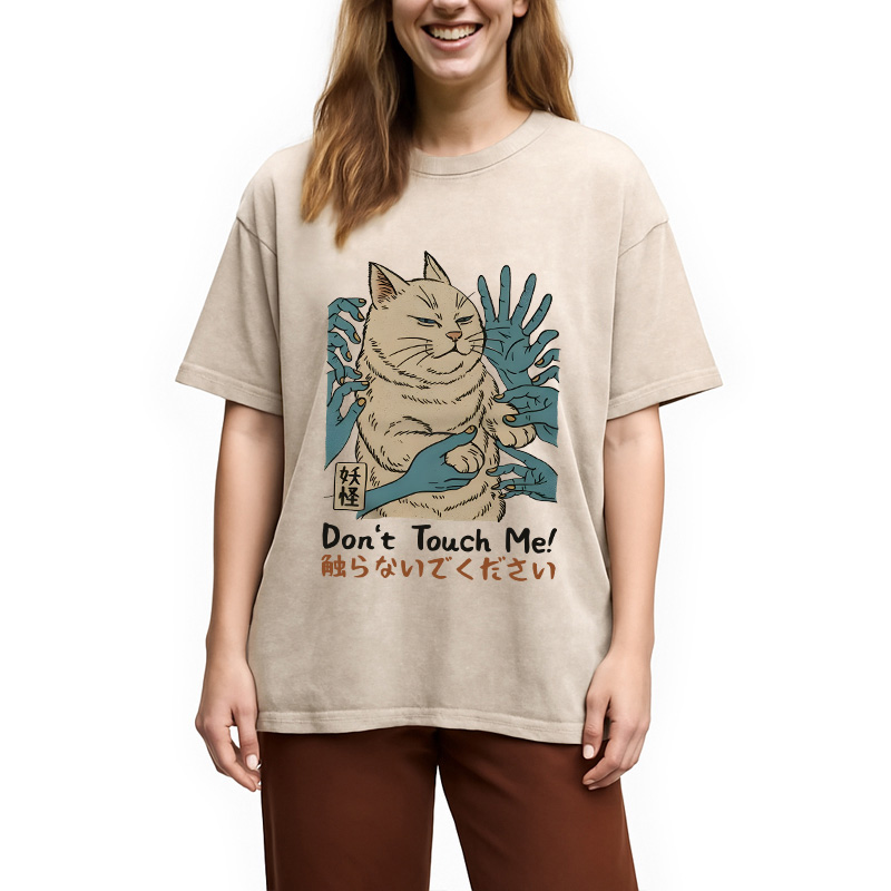 Modecanvas Dont Touch Me DTG Printing Washed T-Shirt-modecanvas