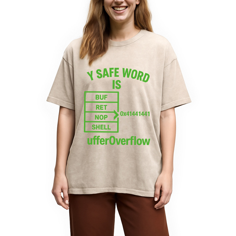 Modecanvas Buffer Overflow Funny Hacker Meme DTG Printing Washed T-Shirt-modecanvas