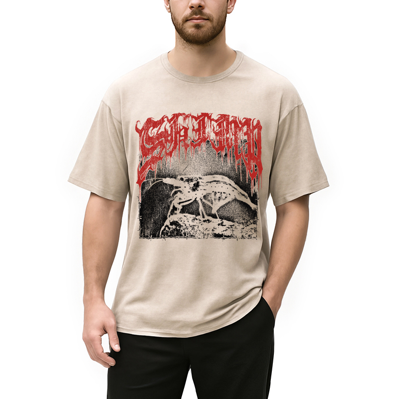 Modecanvas Shimp Metal DTG Printing Washed T-Shirt-modecanvas