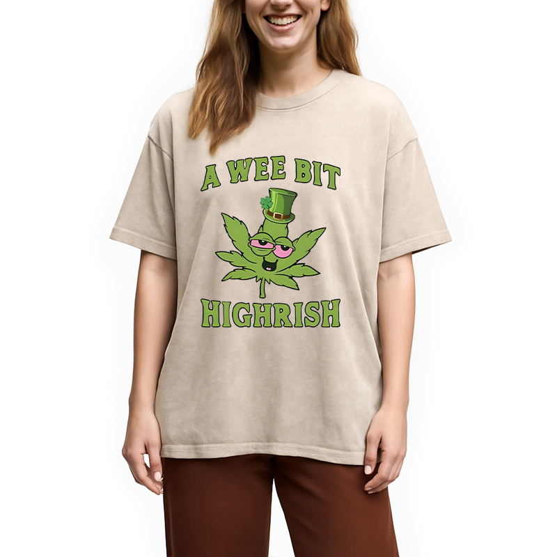 Modecanvas A Wee Bit Highrish DTG Printing Washed T-Shirt-modecanvas