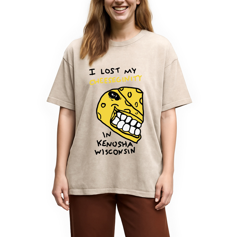Modecanvas I Lost My Cheeseginity DTG Printing Washed T-Shirt