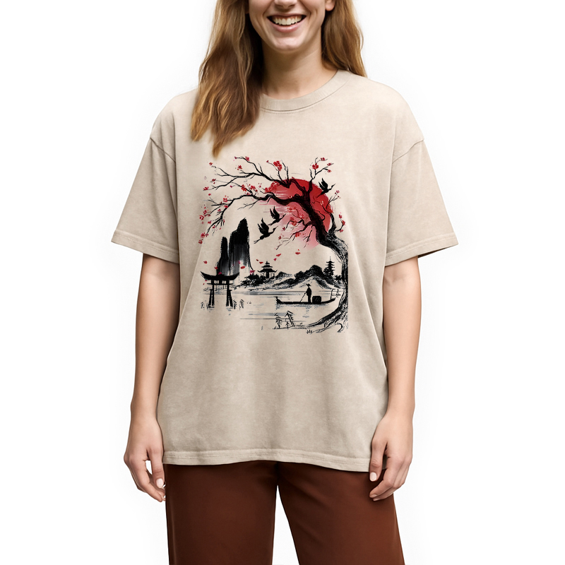 Modecanvas Japanese Dream DTG Printing Washed T-Shirt