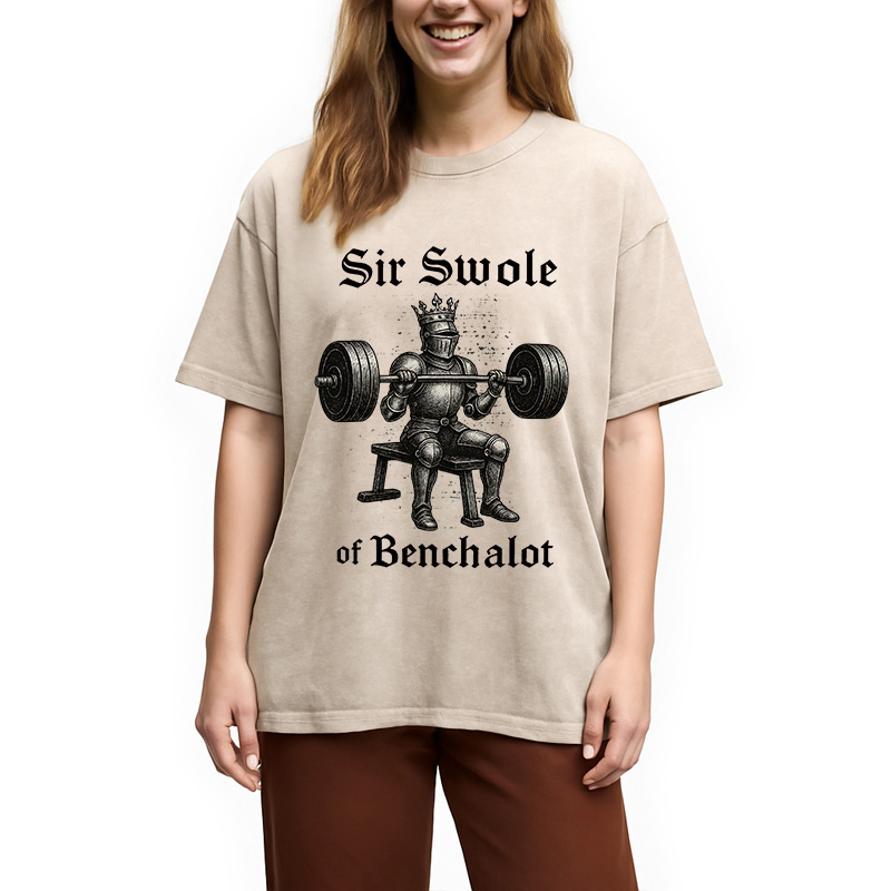 Modecanvas Sir Swole of Benchalot Gym DTG Printing Washed T-Shirt