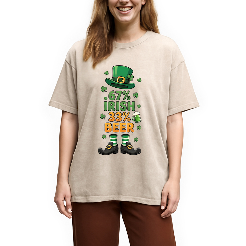 Modecanvas 67 Irish 33 Beer DTG Printing Washed T-Shirt