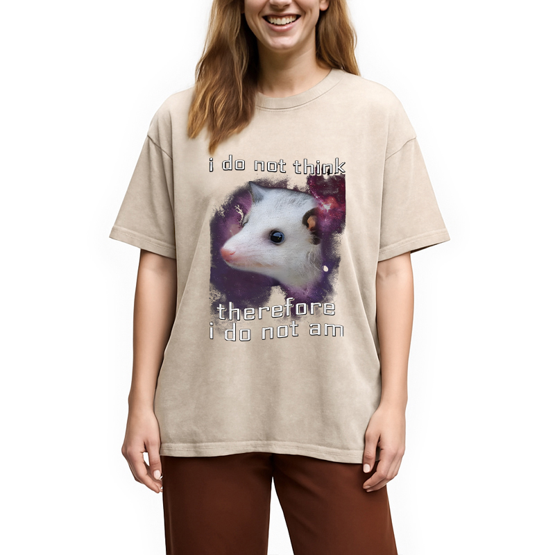 Modecanvas Confused Possum Space DTG Printing Washed T-Shirt