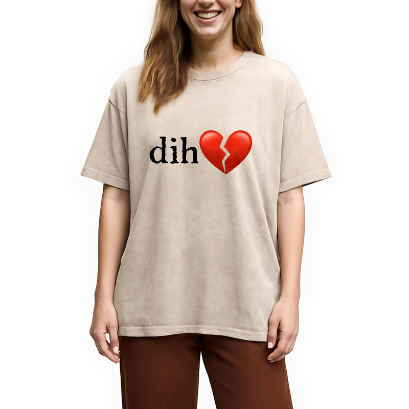 Modecanvas Dih Meme DTG Printing Washed T-Shirt