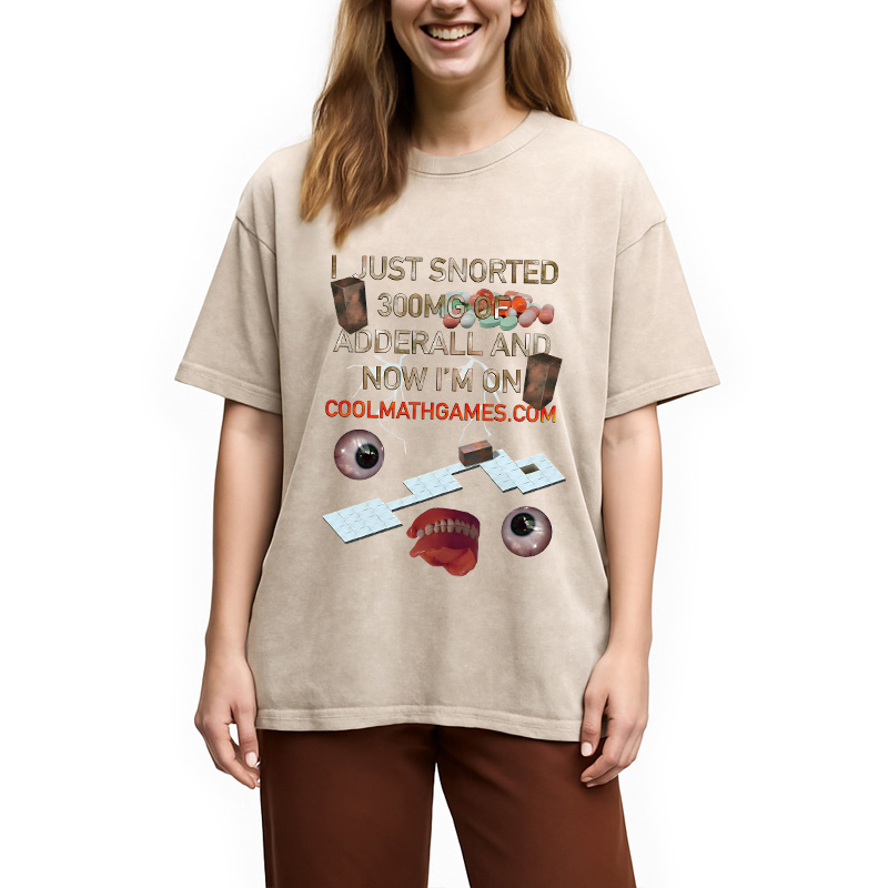 Modecanvas I Just Snorted Game Meme DTG Printing Washed T-Shirt