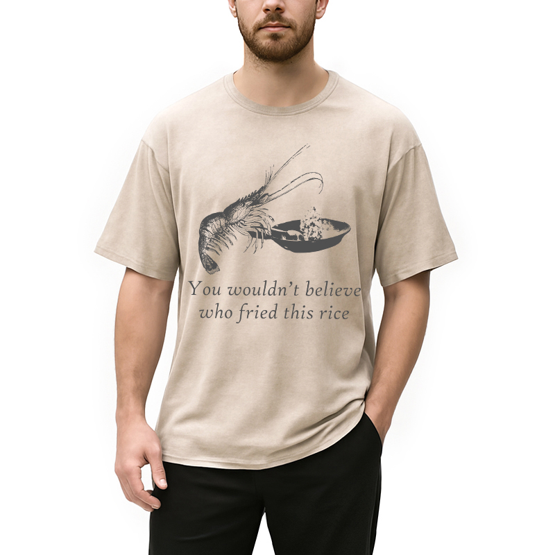 Modecanvas Shrimp Fried Rice DTG Printing Washed T-Shirt