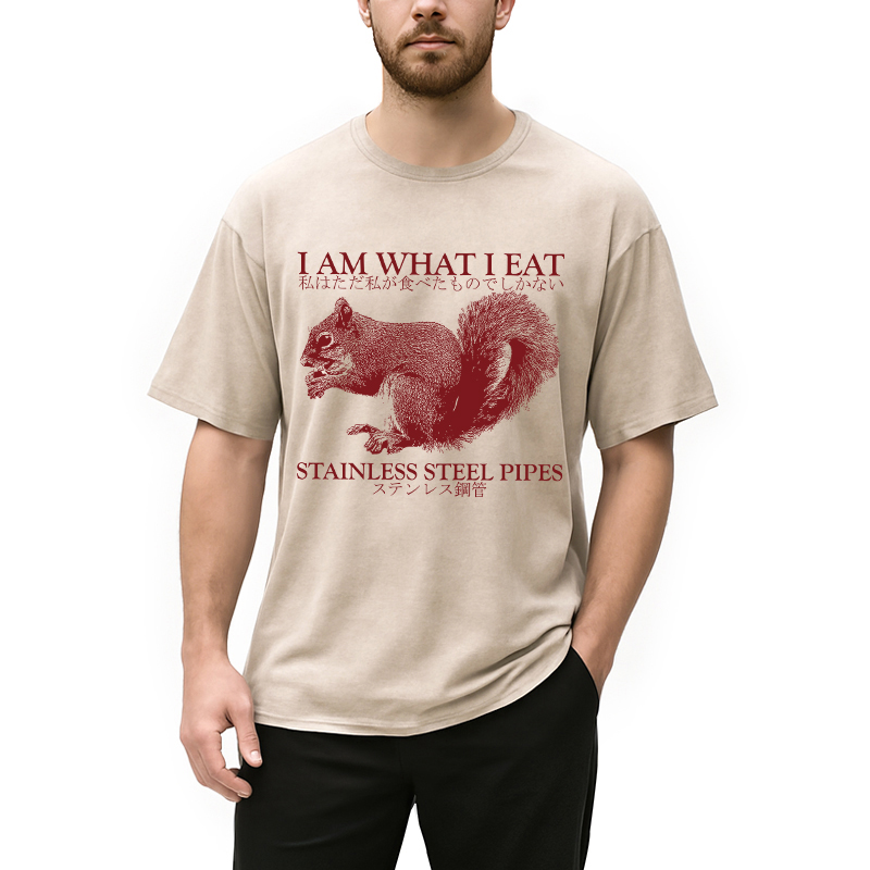 Modecanvas I Am What I Eat DTG Printing Washed T-Shirt
