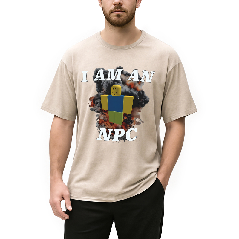 Modecanvas Roblox NPC Meme DTG Printing Washed T-Shirt