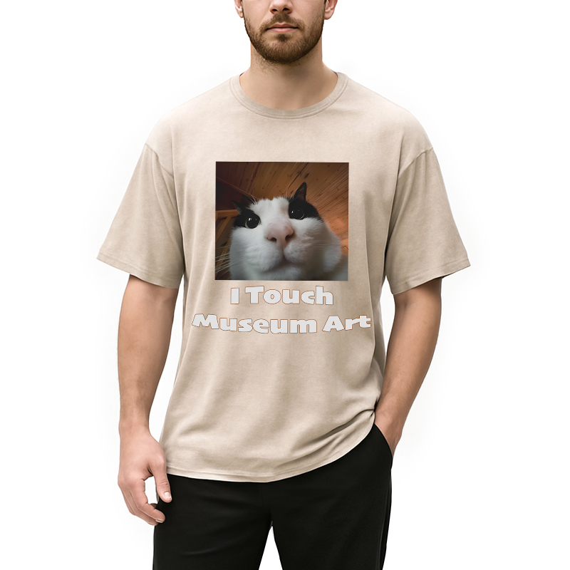 Modecanvas Museum Art Meme DTG Printing Washed T-Shirt