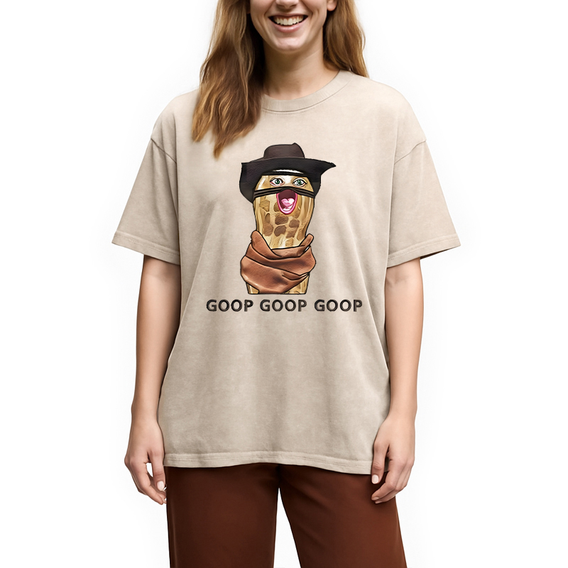 Modecanvas The Burnt Peanut Goop Funny Meme DTG Printing Washed T-Shirt