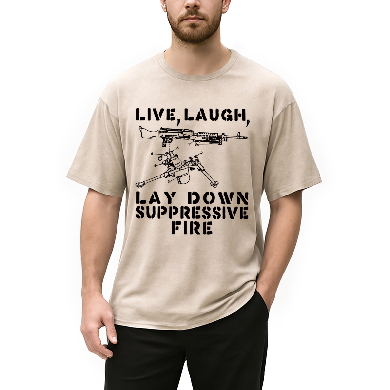 Modecanvas Suppression By Force Funny DTG Printing Washed T-Shirt