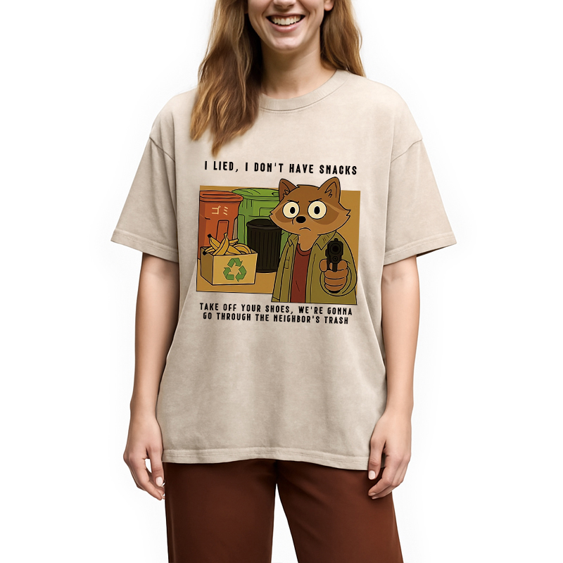 Modecanvas No Snacks Only Trash Hunting Washed T-Shirt