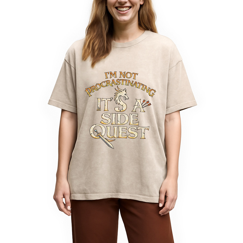 Modecanvas Side Quest Dragon DTG Printing Washed T-Shirt