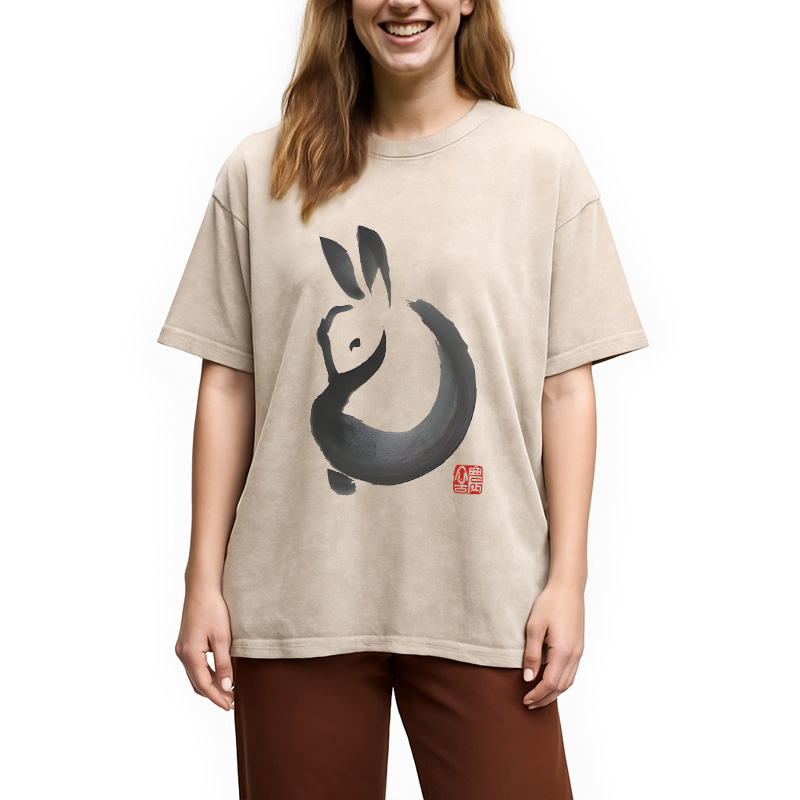 Modecanvas Ink Rabbit DTG Printing Washed T-Shirt