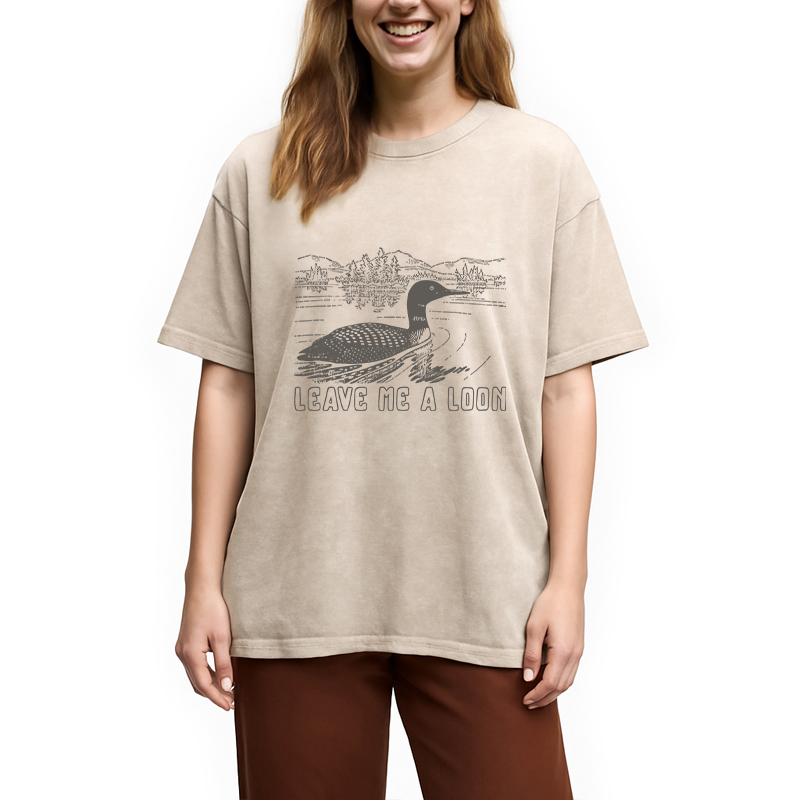 Modecanvas Loon Bird Pun DTG Printing Washed T-Shirt