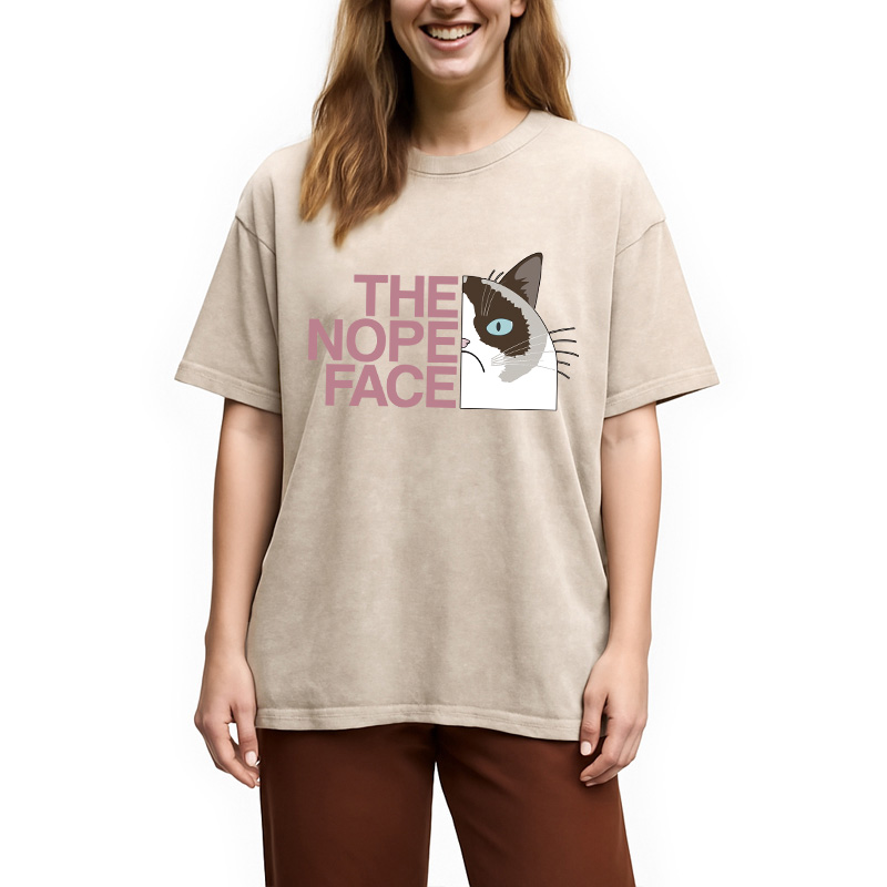 Modecanvas The Nope Face DTG Printing Washed T-Shirt