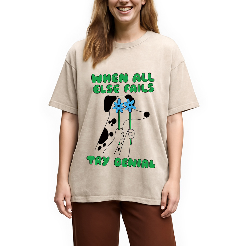 Modecanvas When All Else Fails Try Denial DTG Printing Washed T-Shirt
