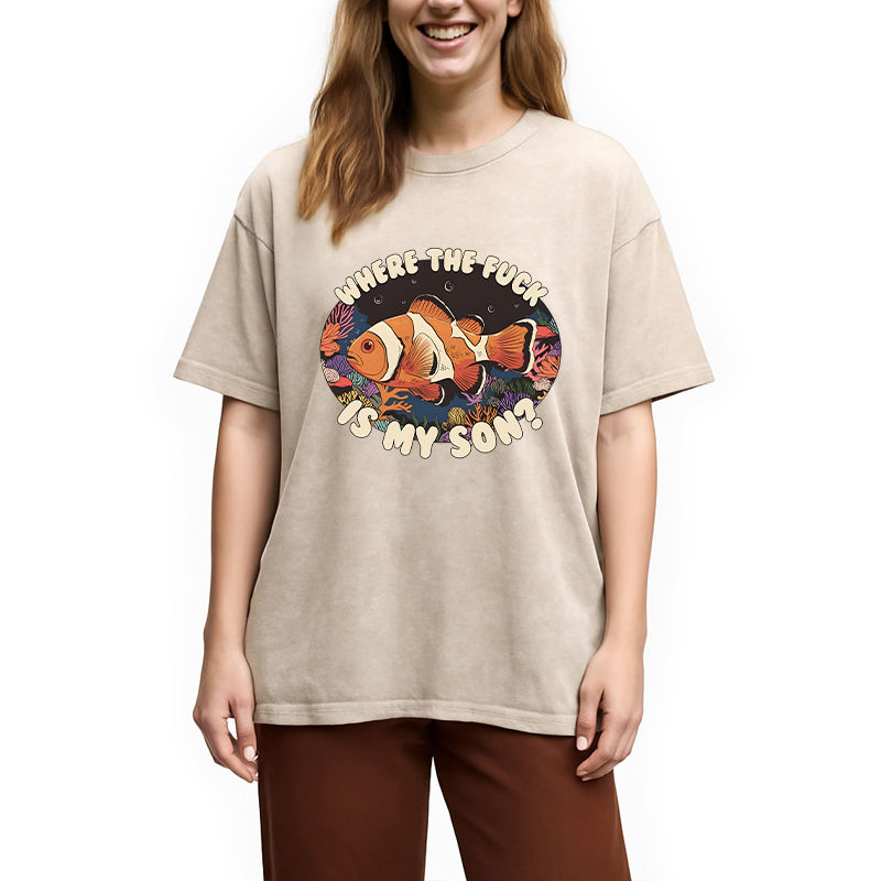 Modecanvas Where the F Is My Son? DTG Printing Washed T-Shirt