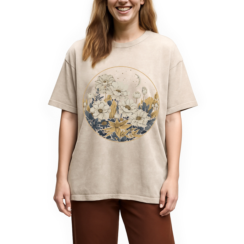 Modecanvas Blissful Harmony DTG Printing Washed T-Shirt
