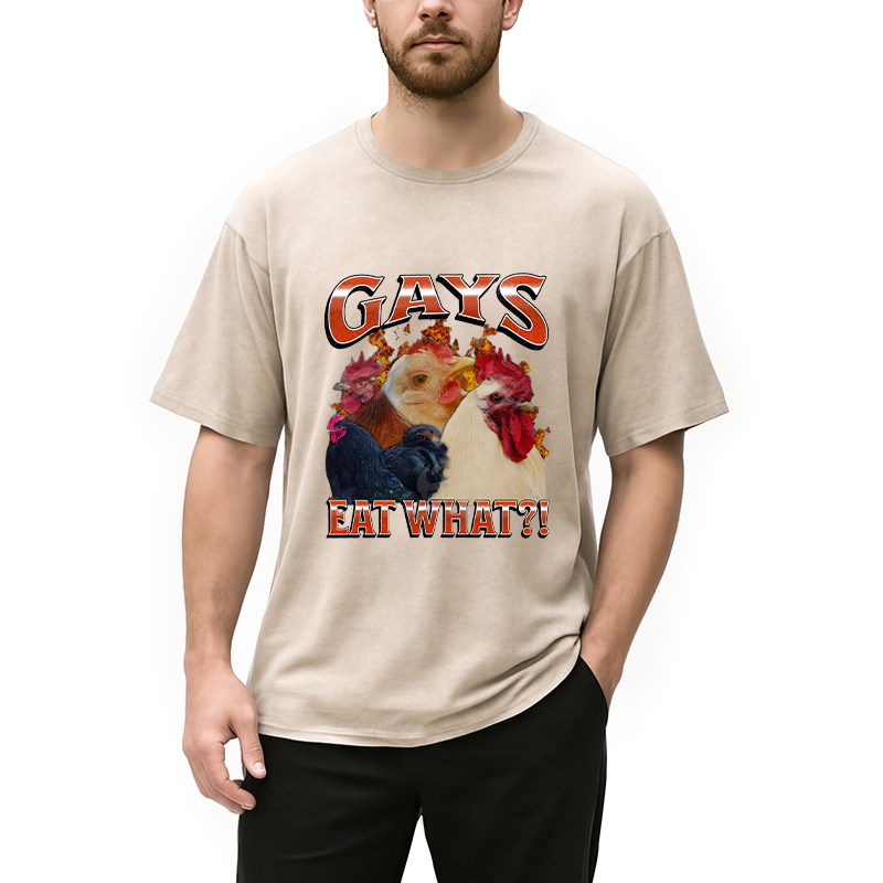 Modecanvas Gays Eat What?! DTG Printing Washed T-Shirt