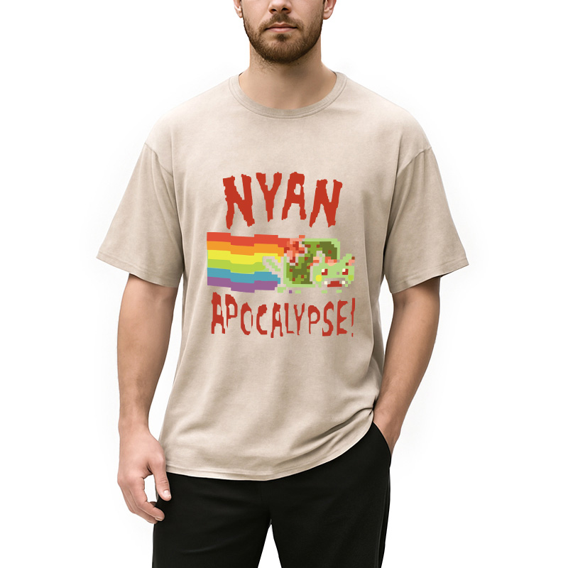 Modecanvas Nyan Apocalypse DTG Printing Washed T-Shirt