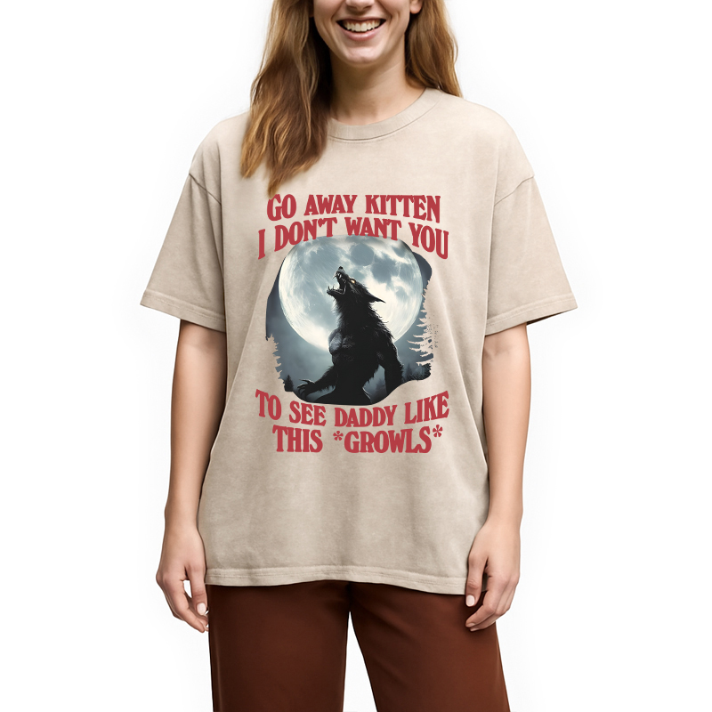 Modecanvas Go Away Kitten DTG Printing Washed T-Shirt