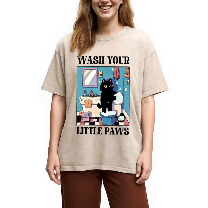 Modecanvas Wash Your Little Paws DTG Printing Washed T-Shirt