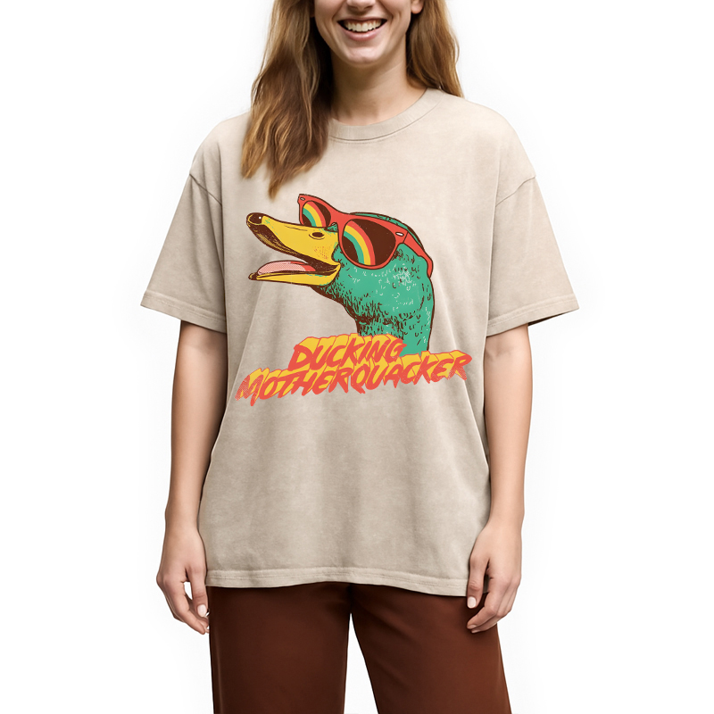 Modecanvas Ducking Motherquacker DTG Printing Washed T-Shirt