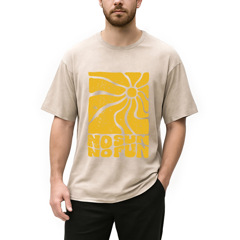 Modecanvas No Sun No Fun DTG Printing Washed T-Shirt