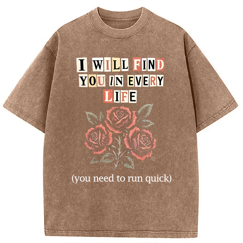 Modecanvas Funny Threat Roses DTG Printing Washed T-Shirt