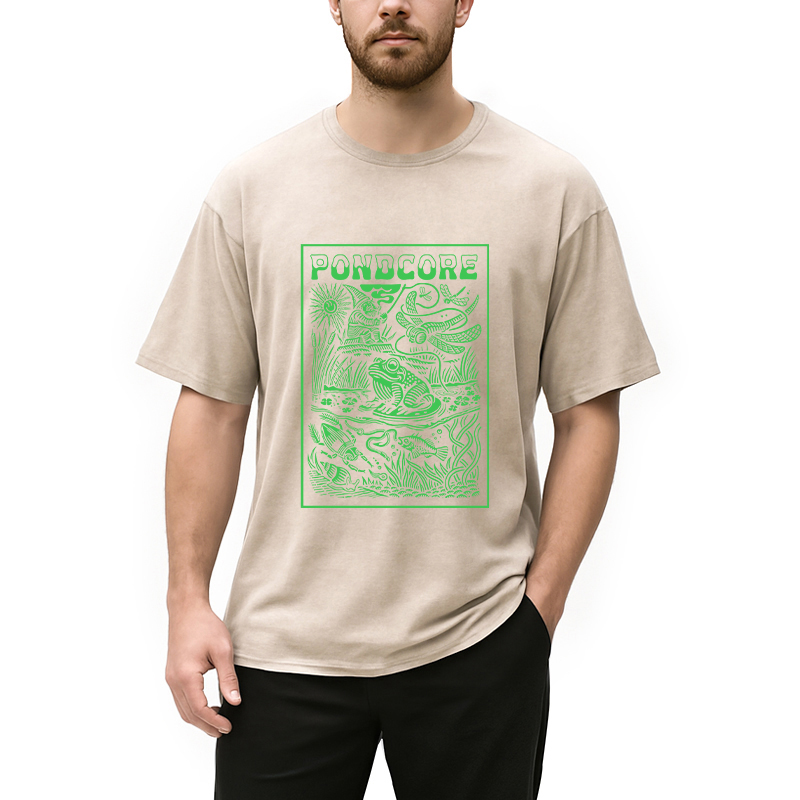 Modecanvas Pondcore Frog DTG Printing Washed T-Shirt