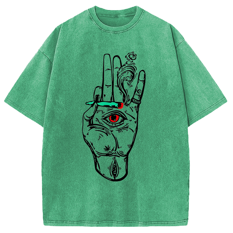 Modecanvas All Eyes On Me Cigarette DTG Printing Washed T-Shirt