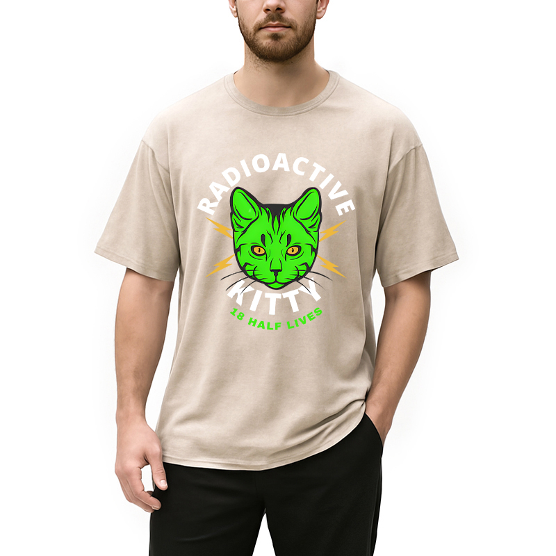 Modecanvas Radioactive Kitty DTG Printing Washed T-Shirt