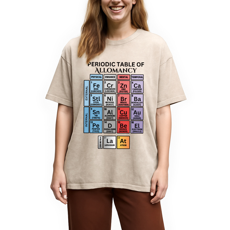 Modecanvas Periodic Table of Allomancy DTG Printing Washed T-Shirt