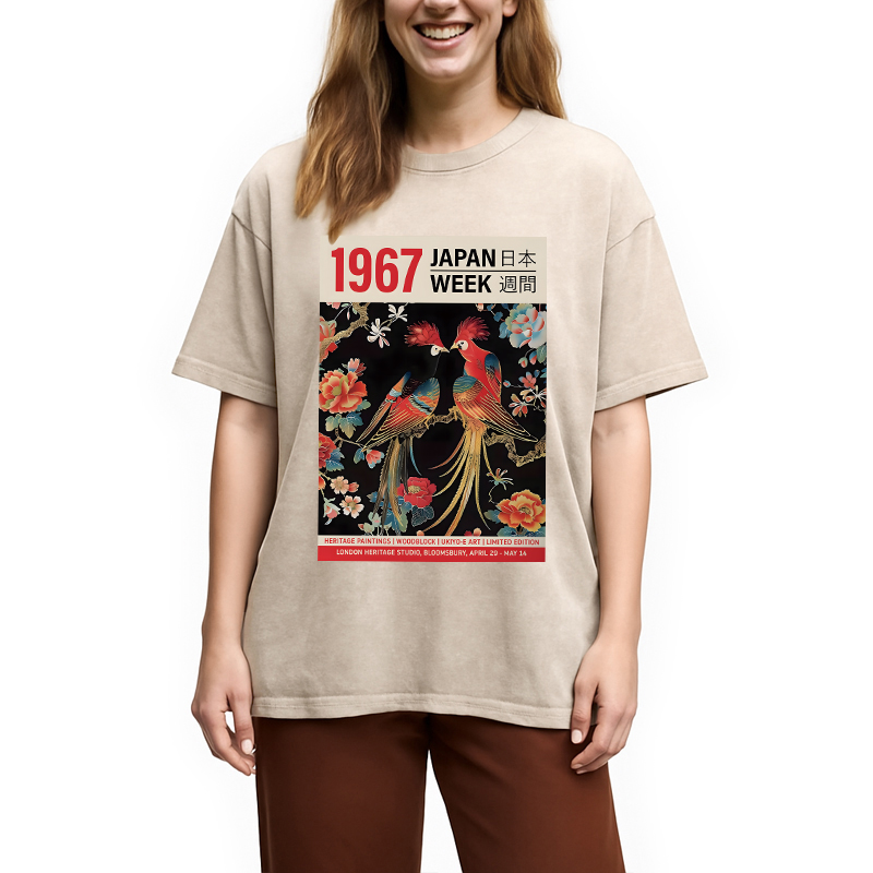 Modecanvas Love Birds DTG Printing Washed T-Shirt