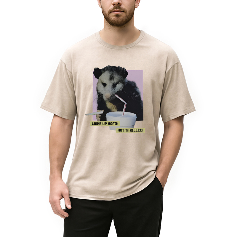 Modecanvas Woke Up Again DTG Printing Washed T-Shirt