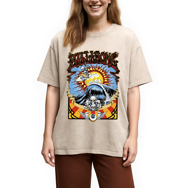 Modecanvas Big Labone Bone DTG Printing Washed T-Shirt
