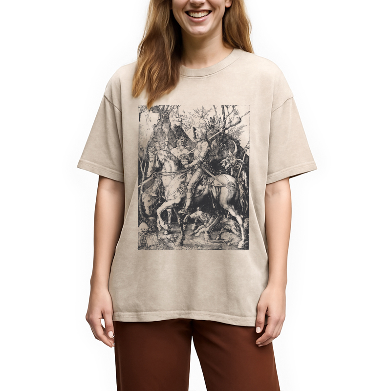 Modecanvas 90s Vintage Dark Art DTG Printing Washed T-Shirt