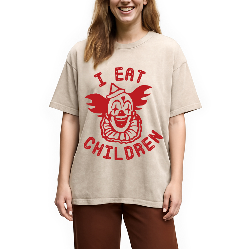 Modecanvas I Eat Children DTG Printing Washed T-Shirt