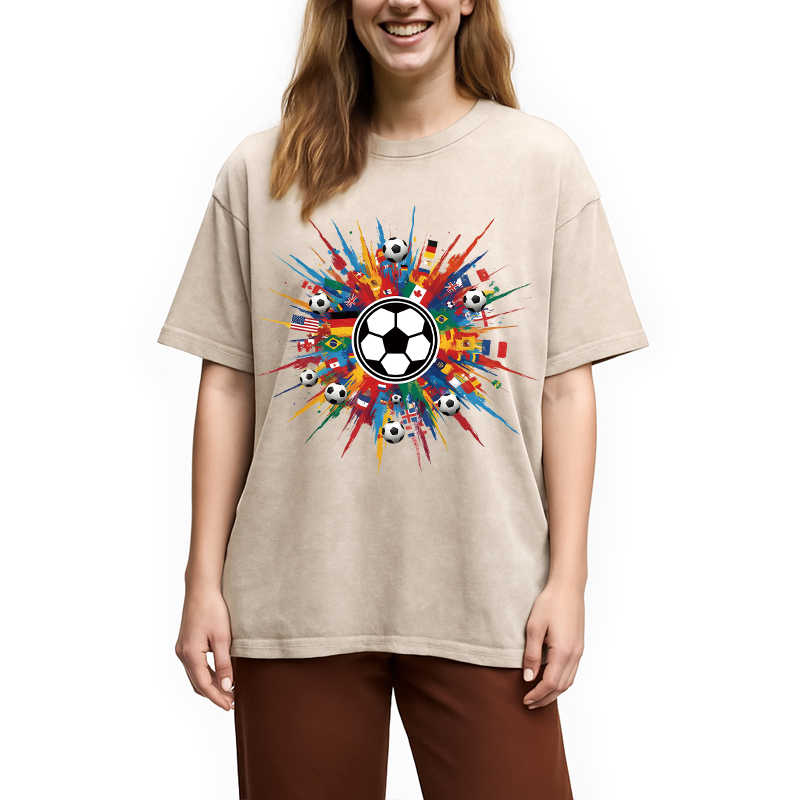 Modecanvas International Soccer Flags DTG Printing Washed T-Shirt