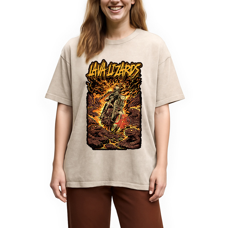Modecanvas Lava Lizards DTG Printing Washed T-Shirt