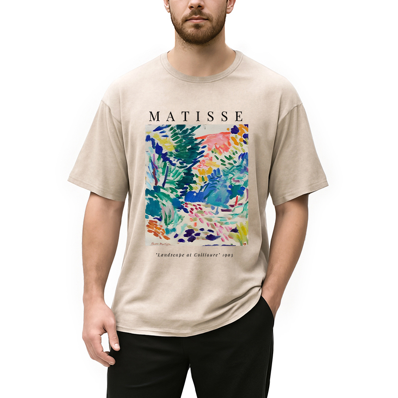 Modecanvas Henri Matisse Landscape DTG Printing Washed T-Shirt