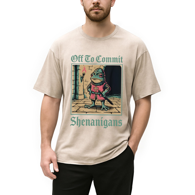 Modecanvas Off To Commit Shenanigans DTG Printing Washed T-Shirt