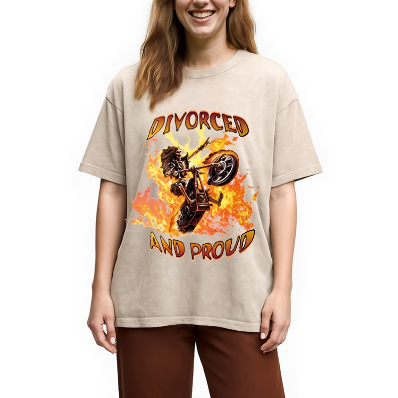 Modecanvas Divorced And Proud DTG Printing Washed T-Shirt
