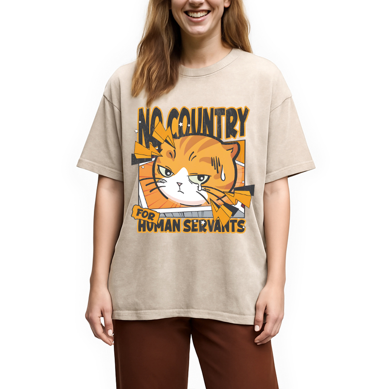 Modecanvas No Country For Human Servants DTG Printing Washed T-Shirt