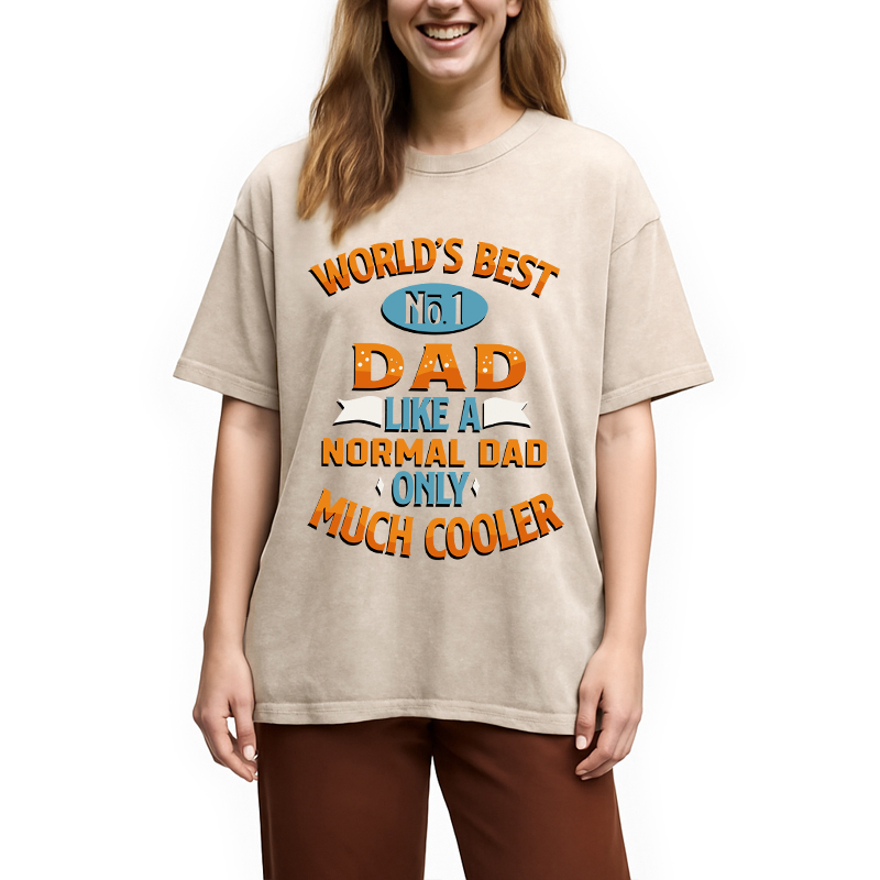 Modecanvas Worlds Best No 1 Dad DTG Printing Washed T-Shirt